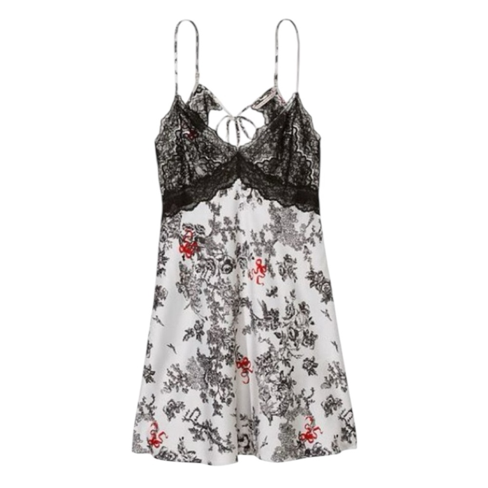 Victoria's Secret Black and White Lace Chemise